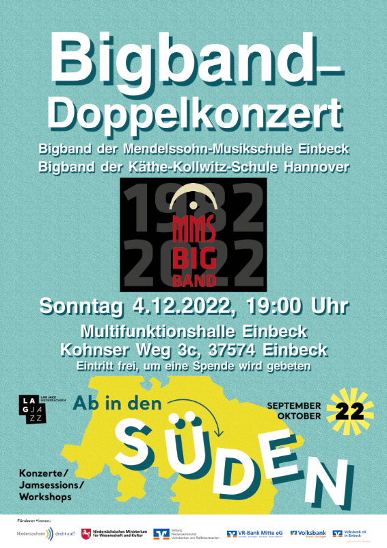 BigBand-Doppelkonzert am 04.12.2022 in der Multifunktionshalle Einbeck