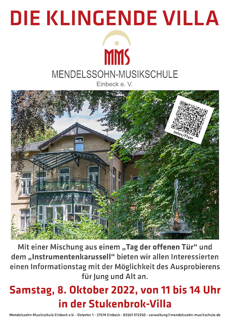 MENDELSSOHN-MUSIKSCHULE: DIE KLINGENDE VILLA, 8. OKTOBER 2022, 11-14 UHR